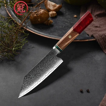 5,5 дюйма Кухонные ножи Kiritsuke Профессиональные AUS-10 Японский дамасский стальной нож шеф-повара Мясо Суши Овощной резак Grandsharp