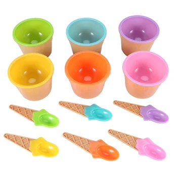 6 шт. Набор чаш для мороженого Разные цвета Мороженое Ложка Чаша Посуда Набор Креативная детская мультяшная чаша