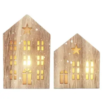 Рождественский деревянный дом Декор DIY Абстрактный деревянный дом Вилла Артефакт Смола Форма дома Рождественские украшения с подсветкой