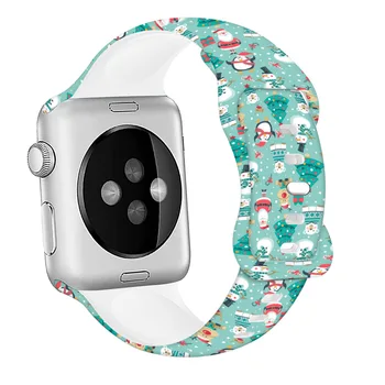 Рождественский силиконовый ремешок для Apple Watch Ремешок 44 мм 40 мм 45 мм 49 мм 41 мм 38 мм Хэллоуин браслет iwatch series 9 7 se 6 8 ultra 2