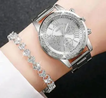2022 Женские кварцевые наручные часы Платье Часы Женские хрустальные бриллиантовые часы Нержавеющая сталь Серебряные часы Женщины Montre Femme 
