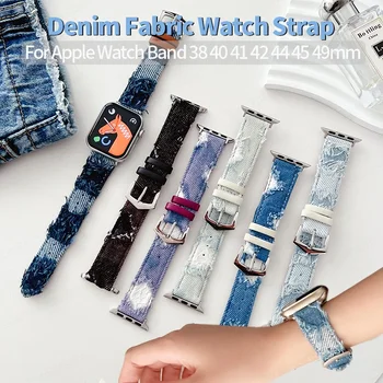 Креативный ремешок из джинсовой кожи для ремешка Apple Watch 40 мм 49 мм 45 мм 41 мм 44 Correa Браслет для iWatch Series 9 8 7 Se 6 5 4 3Ultra