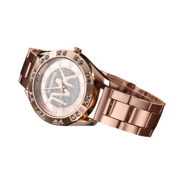 Роскошные знаменитые кварцевые наручные часы марки TOP TVK Женские часы Браслет из розового золота Бриллиант Водонепроницаемые женские римские цифровые часы