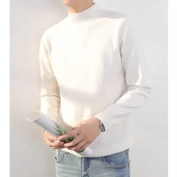 MRMT 2023 Совершенно новый мужской свитер с высоким воротником Тонкий базовый трикотажный свитер в корейском стиле Trend Art Pure Color Белый топ