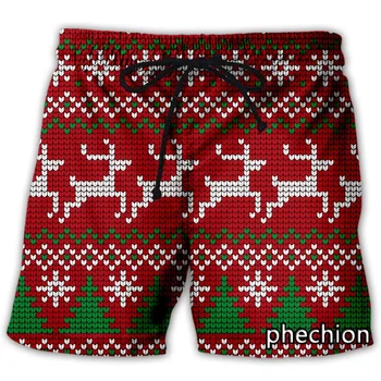Красный 3D-печатный лосиная рождественская елка Рождественские пляжные шорты Harajuku для мужчин Спортивные шорты Новогодние плавки Женщины Короткие брюки Доска Короткие