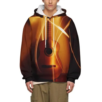 3D Хип-хоп Музыка Гитара Принт Толстовки Для Мужчин Рождественский свитер с капюшоном Мода Мужская одежда Толстовка с длинным рукавом