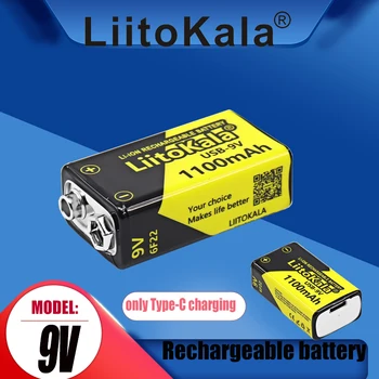 12 шт. LiitoKala 9 В Аккумуляторная батарея 1100 мА Мультиметр Гитарный инструмент 9 В Квадратный литий-ионный аккумулятор USB Прямая зарядка