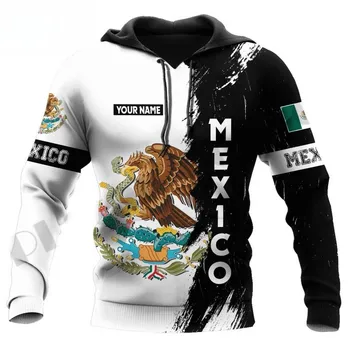 Осень Мужская 3D толстовка с капюшоном Флаг Мексики Принт Логотип Топ Пуловер с капюшоном Негабаритная мужская одежда Уличная повседневная мода Движение Пуловер