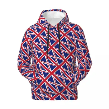 Повседневные толстовки с британским флагом Флаг Соединенного Королевства Harajuku Теплые толстовки с капюшоном Верхняя одежда с длинным рукавом Пуловер оверсайз Толстовка с капюшоном