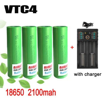 18650VTC4 3,6 В 2100 мАч Литиевая аккумуляторная батарея, для электронных сигарет, аккумуляторов электроинструментов и т. Д., С зарядным устройством