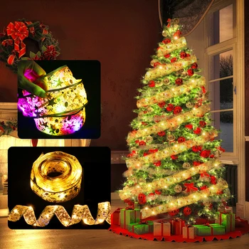 Лента Сказочный свет Рождественские украшения Украшения для рождественской елки для дома 2022 Луки Струнные огни Navidad Natal Новый год 2023