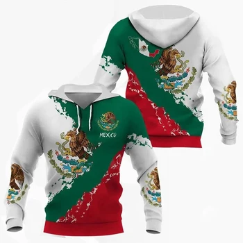 Мексика Толстовки Мексиканский флаг Эмблема 3D Печать Уличная одежда Мужчины Женщины Толстовки Оверсайз Толстовки Детские пуловеры Спортивные костюмы Одежда