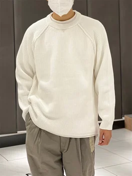 КРУГЛЫЙ ВЫРЕЗ Японский свободный расслабленный свитер мужская одежда корейская мода уличная одежда высокое качество харадзюку