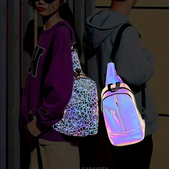  1 шт. Красочная светоотражающая сумка через плечо, водонепроницаемая сумка через плечо, для путешествий на открытом воздухе и поездок на работу