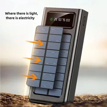 2023 Новые типы Солнечная энергия портативный источник питания 20000 мАч Внешний аккумулятор большой емкости 2,1 А зарядка