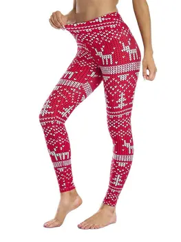 CHRLEISURE Print Штаны для йоги Матовые леггинсы для бега для женщин Колготки для тренировок по подтяжке ягодиц Тонкие леггинсы Рождественская повседневная одежда