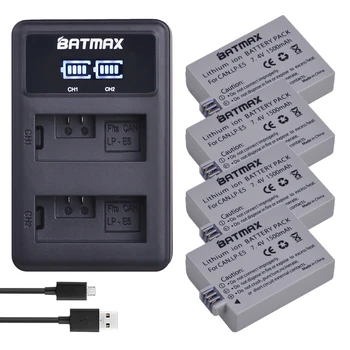 Batmax 4 шт. 1500 мАч LP-E5 LPE5 LP E5 Батареи + светодиодное двойное зарядное устройство USB для Canon EOS 450D 500D 1000D Kiss X3 Kiss F Rebel Xsi