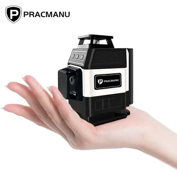 Pracmanu Mini 16-линейный лазерный нивелир 4D Самовыравнивающийся 360 горизонтальный и вертикальный лазерный уровень с перекрестной зеленой линией с дистанционным управлением