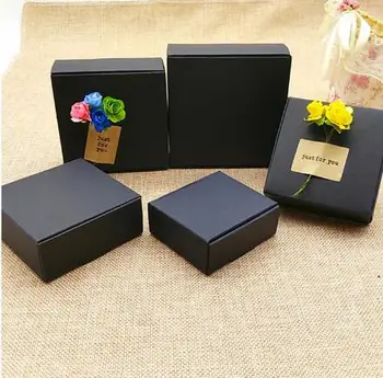 13 размеров маленькая черная картонная подарочная коробка, черная упаковка бумажная картонная коробка, подарочная бумага ручной работы мыло упаковка крафт коробка складная