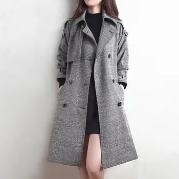 Женское шерстяное пальто 2022 Осенне-зимняя куртка Элегантное длинное пальто Женская куртка Шерстяные смеси Пальто Высокое качество Abrigos Mujer