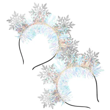Снежинка Повязка на голову Рождественский головной убор Рождественская повязка на голову Украшение для волос Праздничная вечеринка Благосклонный декор Снежинка Обруч для волос
