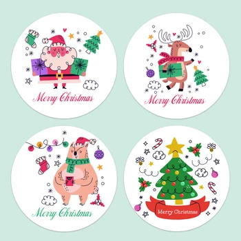 Счастливого Рождества Персонализированные круглые наклейки для этикеток Пользовательские праздничные наклейки Рождественские принадлежности для украшения душа