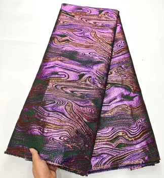 2023 Новейшая фиолетовая парчовая кружевная ткань Высококачественная африканская кружевная ткань с вышивкой жаккардовая ткань для свадебного шитья