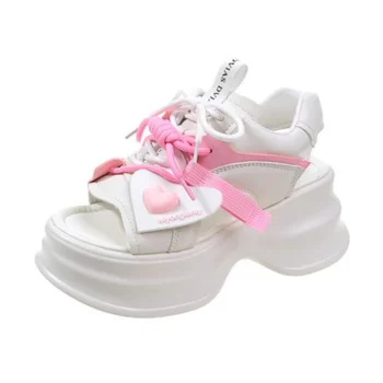 2023 Летние женские кексы Kawaii Muffin Обувь Модные женские женские 7 см с толстой подошвой Повседневные сандалии Повседневная пляжная обувь Женская желейная обувь