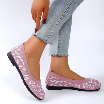WEOTA Легкая женская обувь Розовая корова с рисунком Обувь на плоской подошве Комфортная обувь для вождения Дышащие сетчатые лоферы