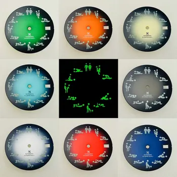 Новые механические часы NH35 диаметром циферблата 28,5 мм с модификацией зеленого свечения NH36 градиентный шрифт аксессуар для часов